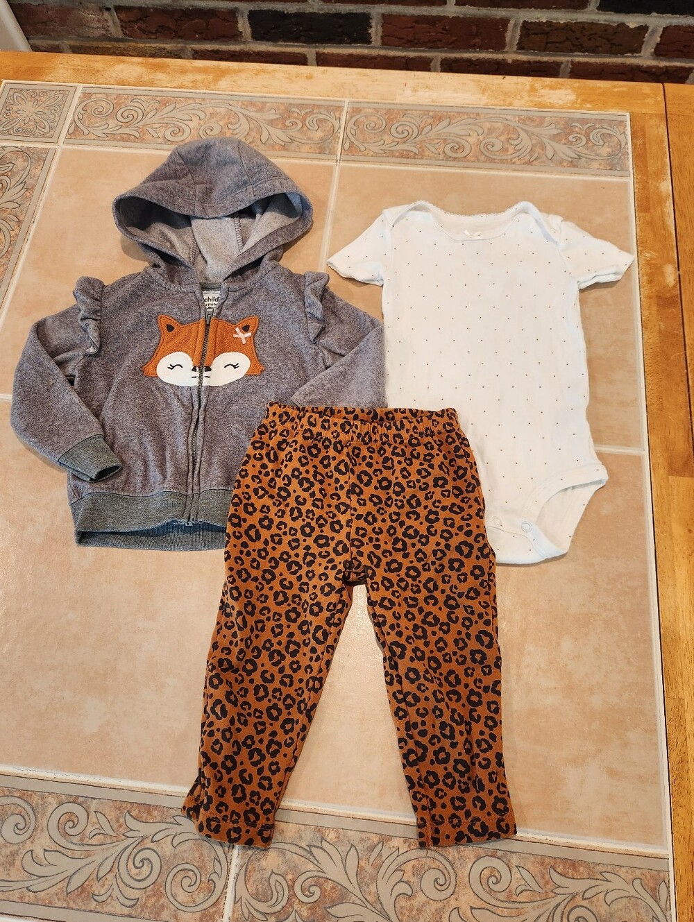 12 Months Girls Cheetah Print fox Set